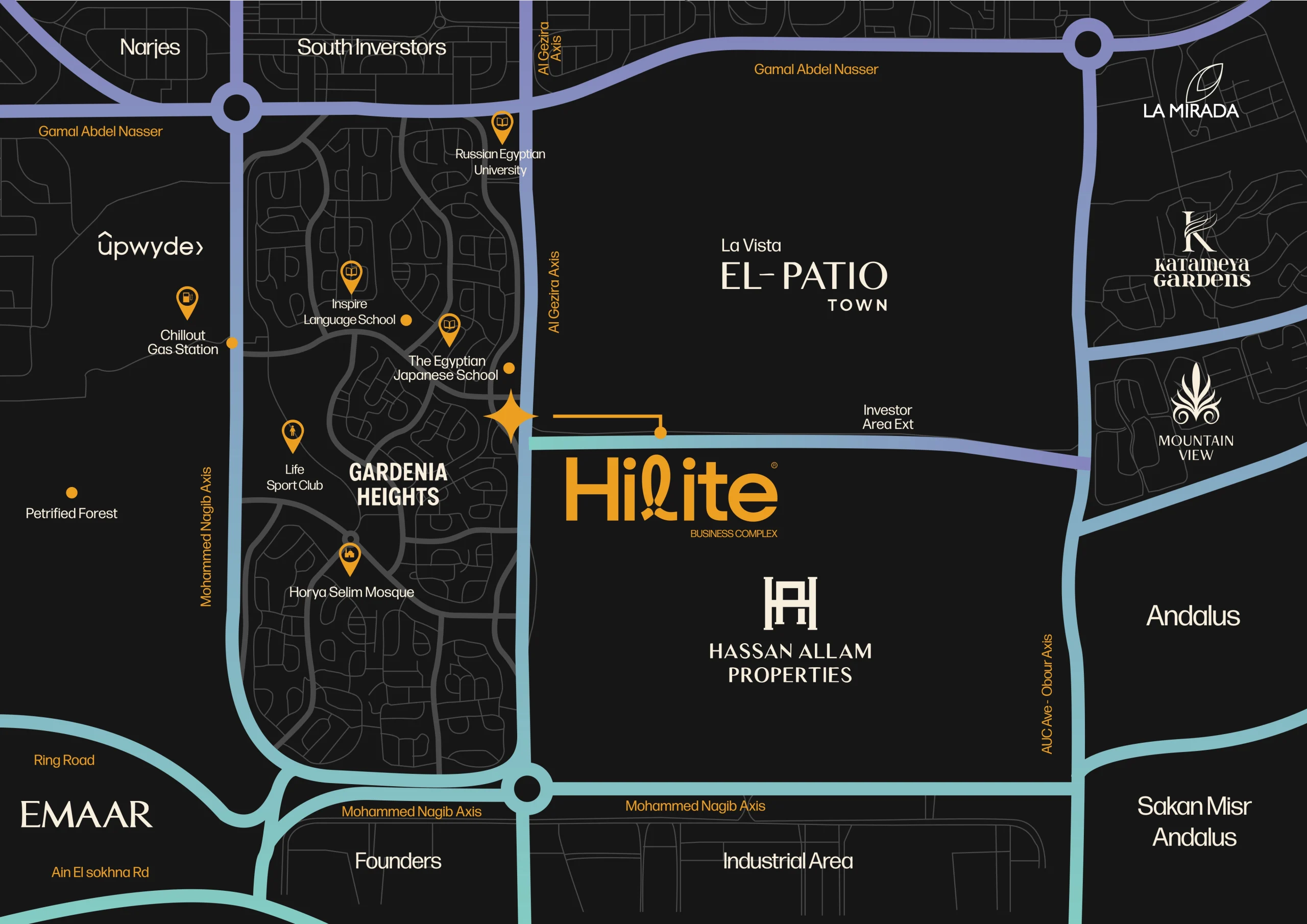 الموقع الاستراتيجي لمشروع HiLite في التجمع الخامس